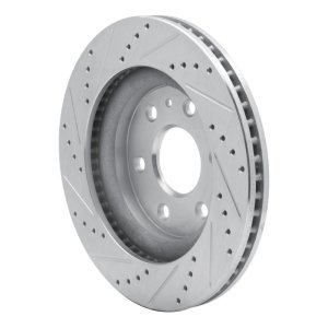 Buick Enclave Brake Rotor (1) - Front Right - R1 Concepts - Drilled & Slotted - Silver - `07-`17